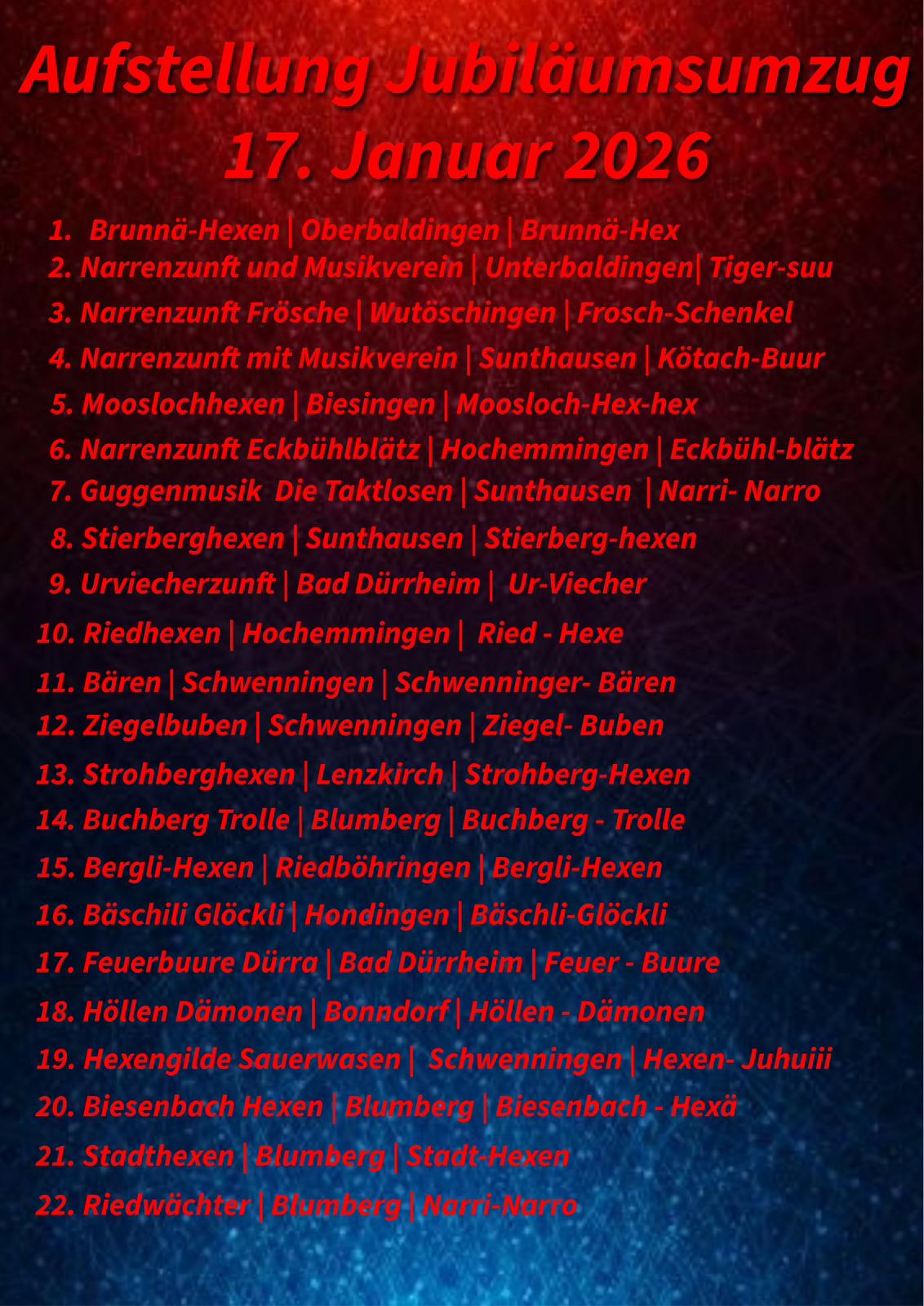 Umzugsaufstellung Jubi